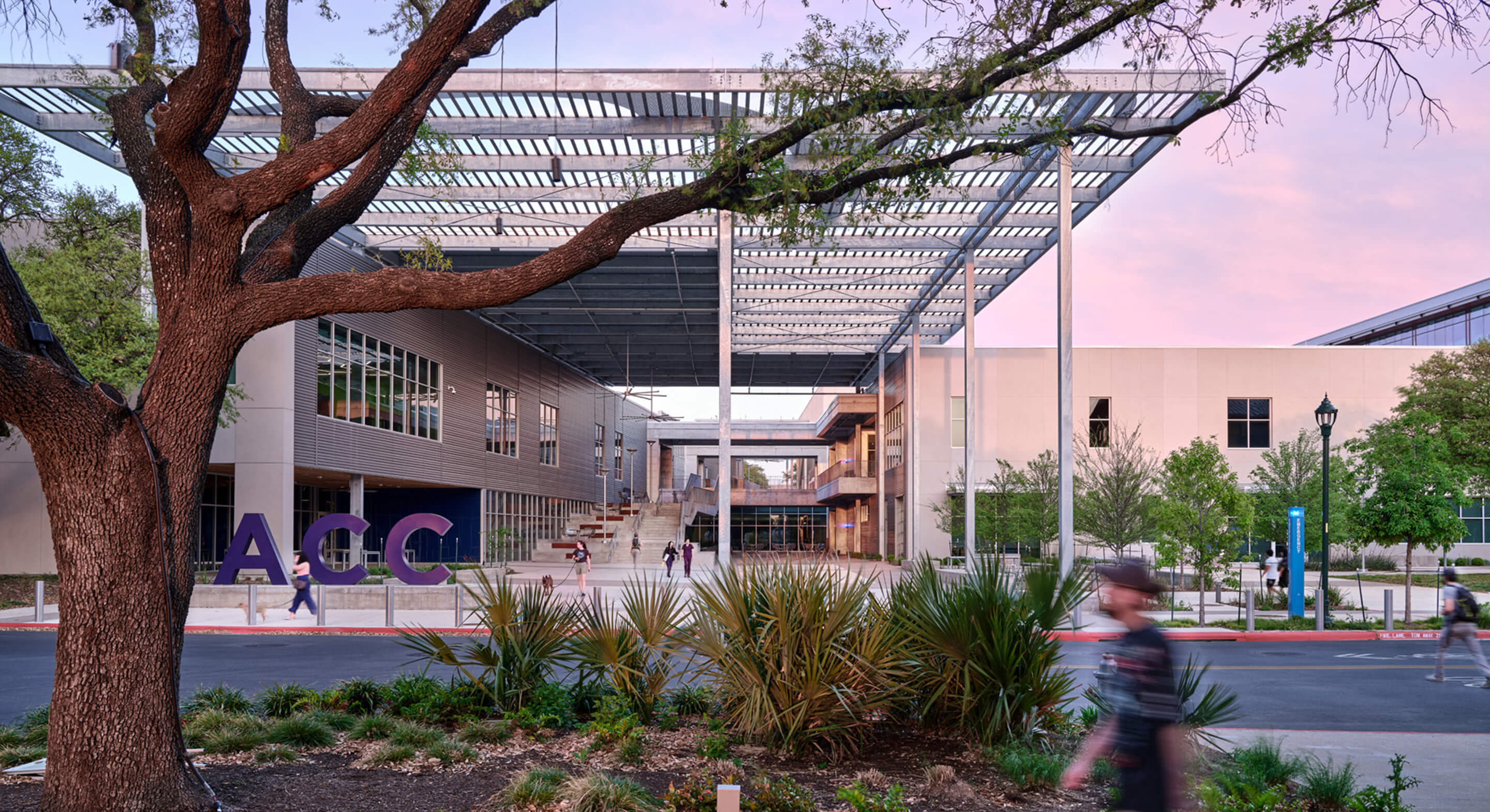 ACC Highland Campus at sunset — home of the Entrepreneurship and Innovation Academy