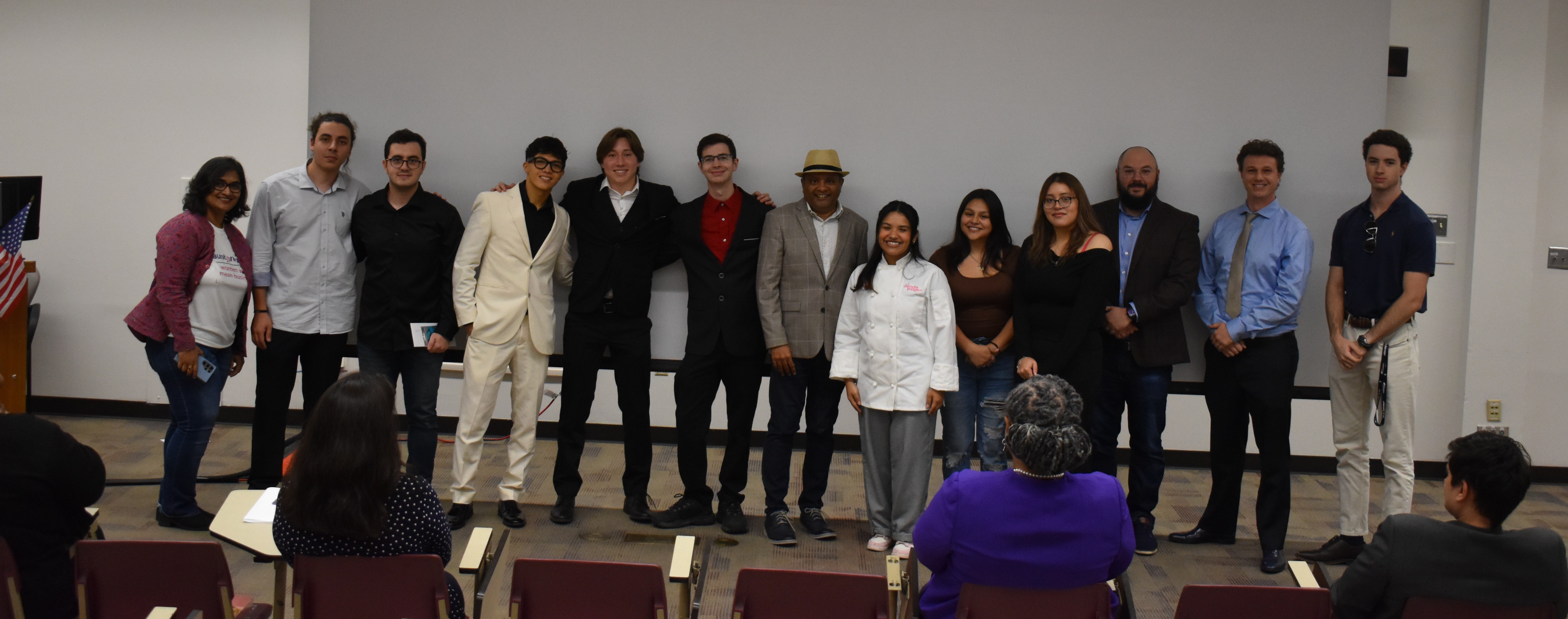 All NEST FEST Fall 2025 student presenters gathered on stage after the showcase